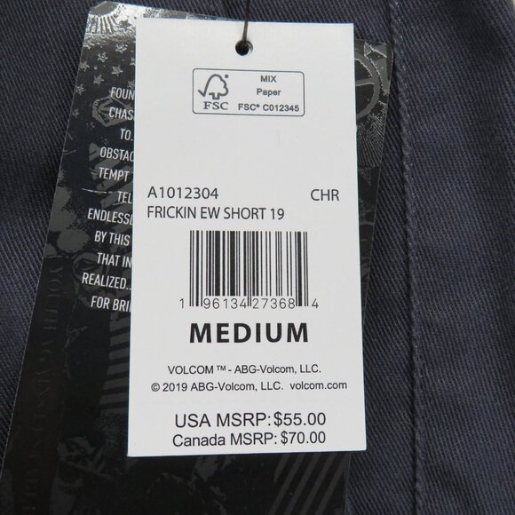 Volcom Shorts Mens Medium Gray Frickin Elastic Waist 19‎ Walk Hybrid REPREVE Eco - Picture 3 of 10
